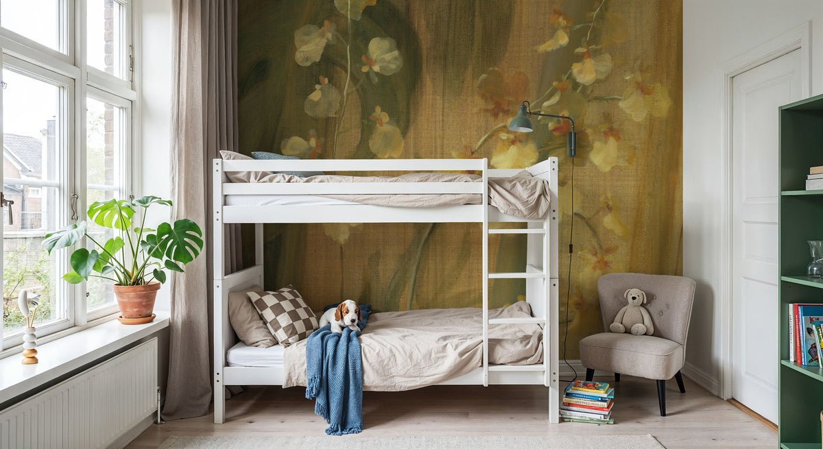 Yellow Orchid I Mural Wallpaper - room preview 02