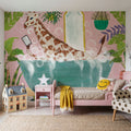 Giraffe in Tub Mural Wallpaper - room preview 02
