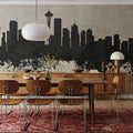 Seattle Skyline Concrete Mural Wallpaper - room preview 02