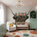 Longhorn with Rose Crown Texture Mural Wallpaper - room preview 02