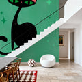 Retro Cat, Green Mural Wallpaper - room preview 02