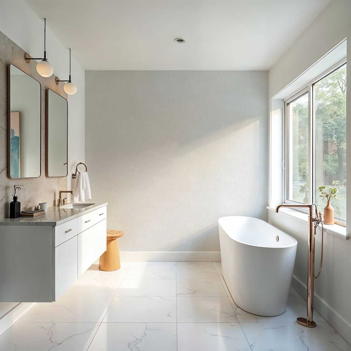 Faux Sand Stucco Finish, Chalk White Mural Wallpaper - room preview 02