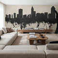 Raleigh North Carolina Skyline Concrete Mural Wallpaper - room preview 02