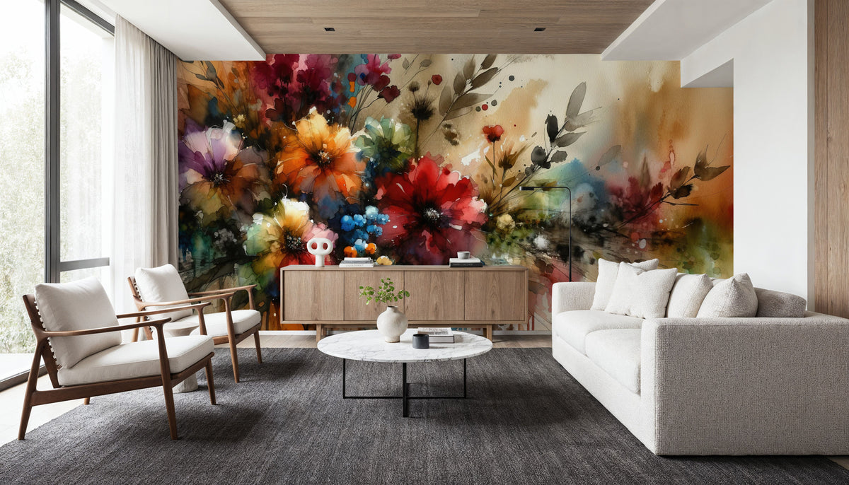 Ethereal Floral Symphony Mural Wallpaper - room preview 02