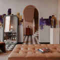 Miami Florida Skyline Purple & Gold Mural Wallpaper - room preview 02