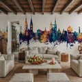 Halberstadt Germany Skyline Blue & Bronze Mural Wallpaper - room preview 02