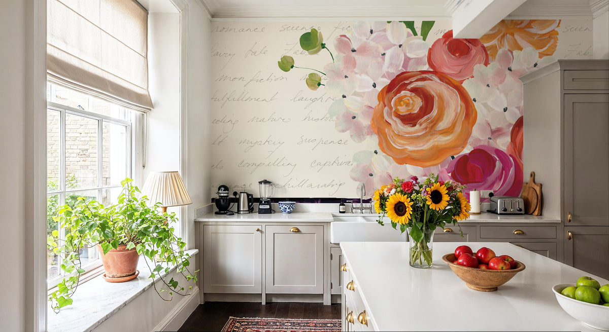 Books and Blooms II Mural Wallpaper - room preview 02