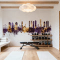 Izmir Turkey Skyline Purple & Gold Mural Wallpaper - room preview 02