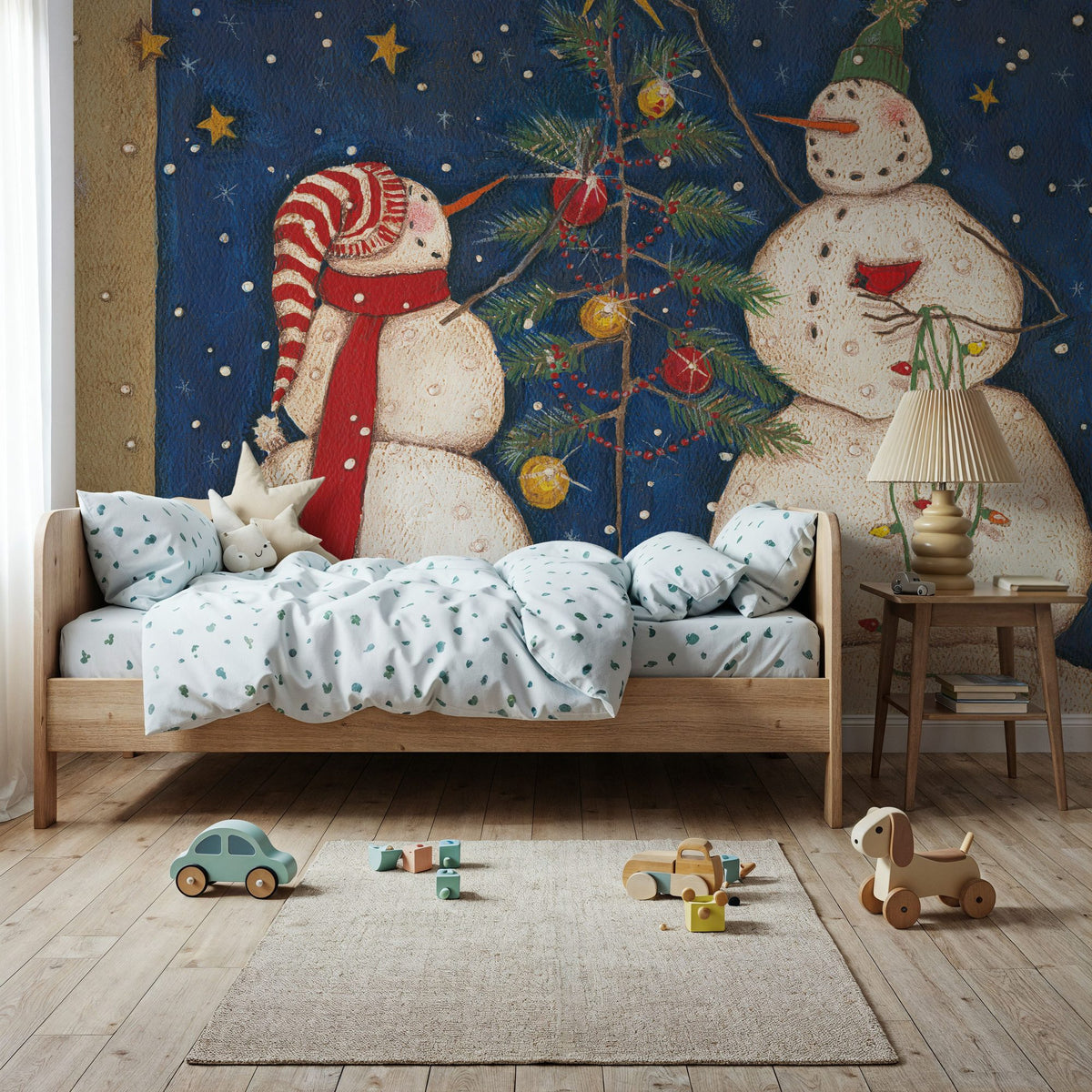 Seasonal Snowman XII Mural Wallpaper - room preview 02