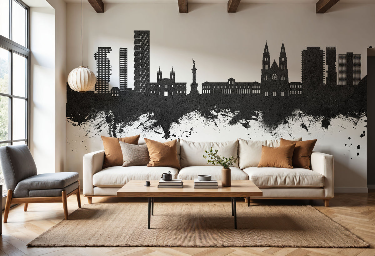Quito Ecuador Skyline Black & White Mural Wallpaper - room preview 02
