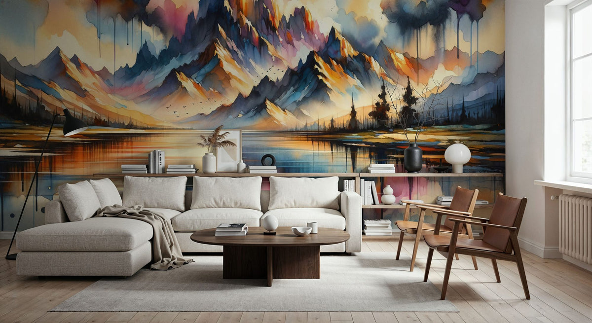 Majestic Mountain Reflected in Lake Mural Wallpaper - room preview 02