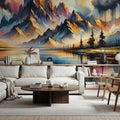 Majestic Mountain Reflected in Lake Mural Wallpaper - room preview 02