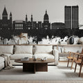 Mainz Germany Skyline Black & White Mural Wallpaper - room preview 02