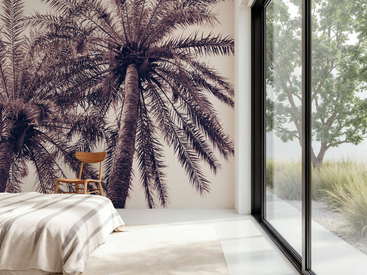 Pink Palms Horizontal Mural Wallpaper - room preview 02