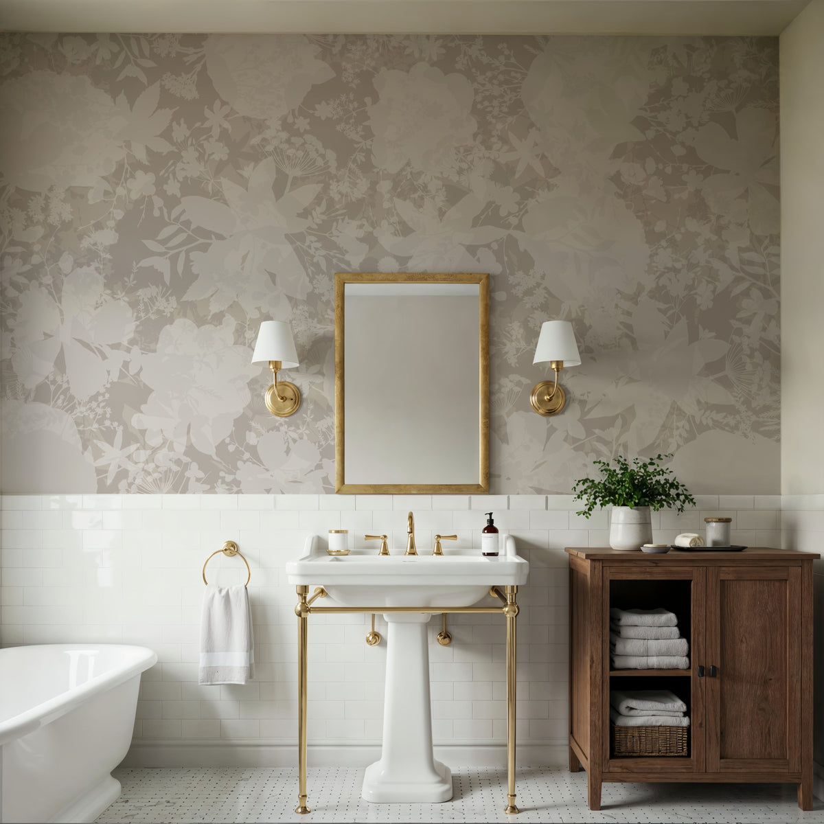 Flower Silhouette No Stain Mural Wallpaper - room preview 02