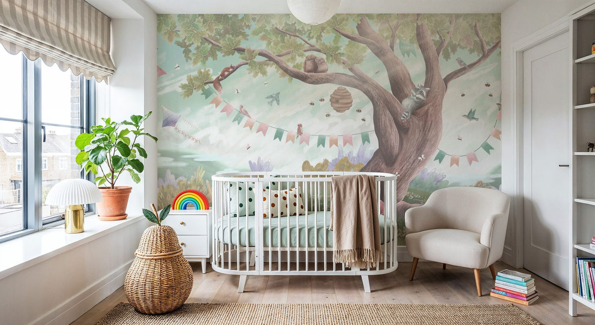 Oak Hill Slumber, Morning Fog Mural Wallpaper - room preview 02