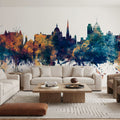 Victoria Canada Skyline Blue & Bronze Mural Wallpaper - room preview 02