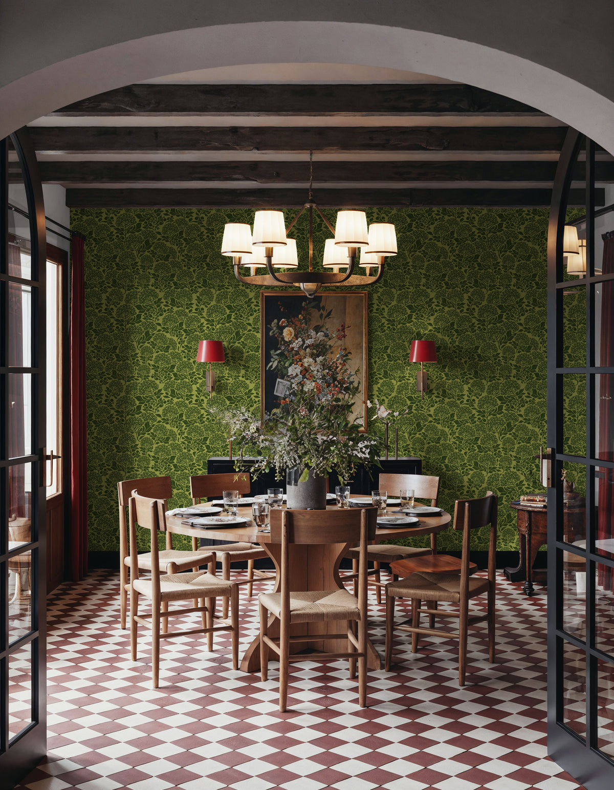 Hydrangea, Lime Mural Wallpaper - room preview 02
