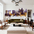 Singapore Skyline Purple & Gold Mural Wallpaper - room preview 02