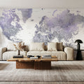 World Map Cities - Lilas Mural Wallpaper - room preview 02
