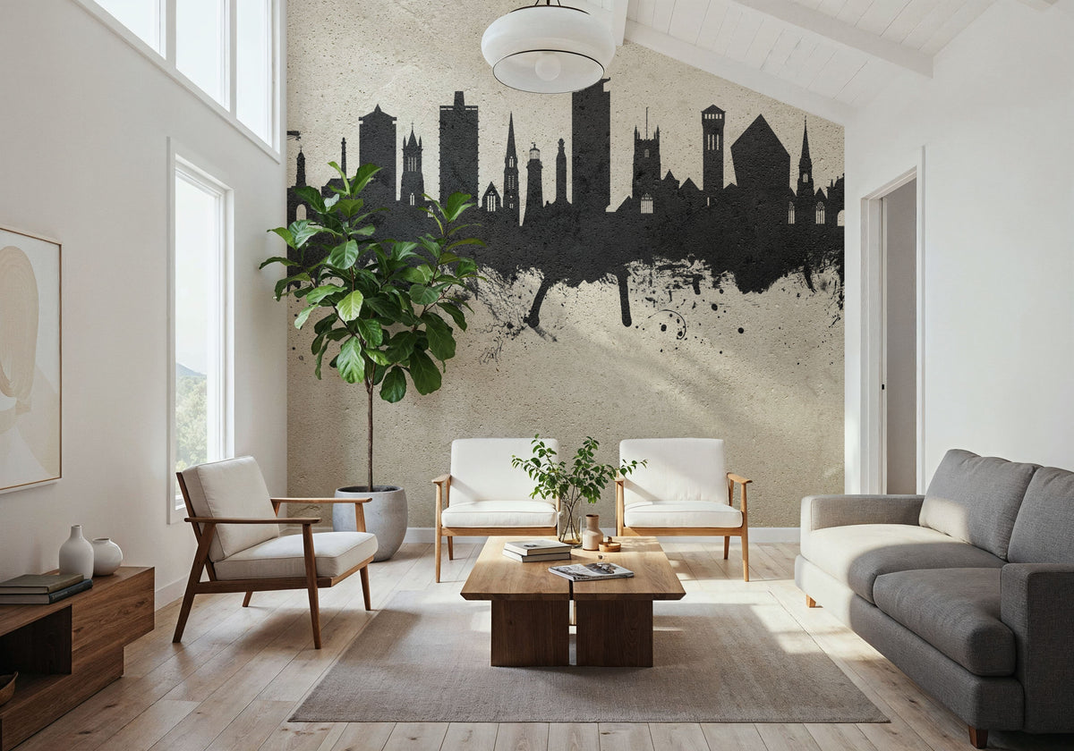 Plymouth England Skyline Concrete Mural Wallpaper - room preview 02