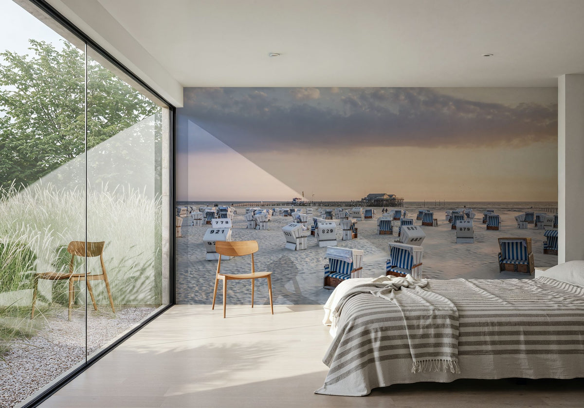 German Beach Sunrise Mural Wallpaper - room preview 02