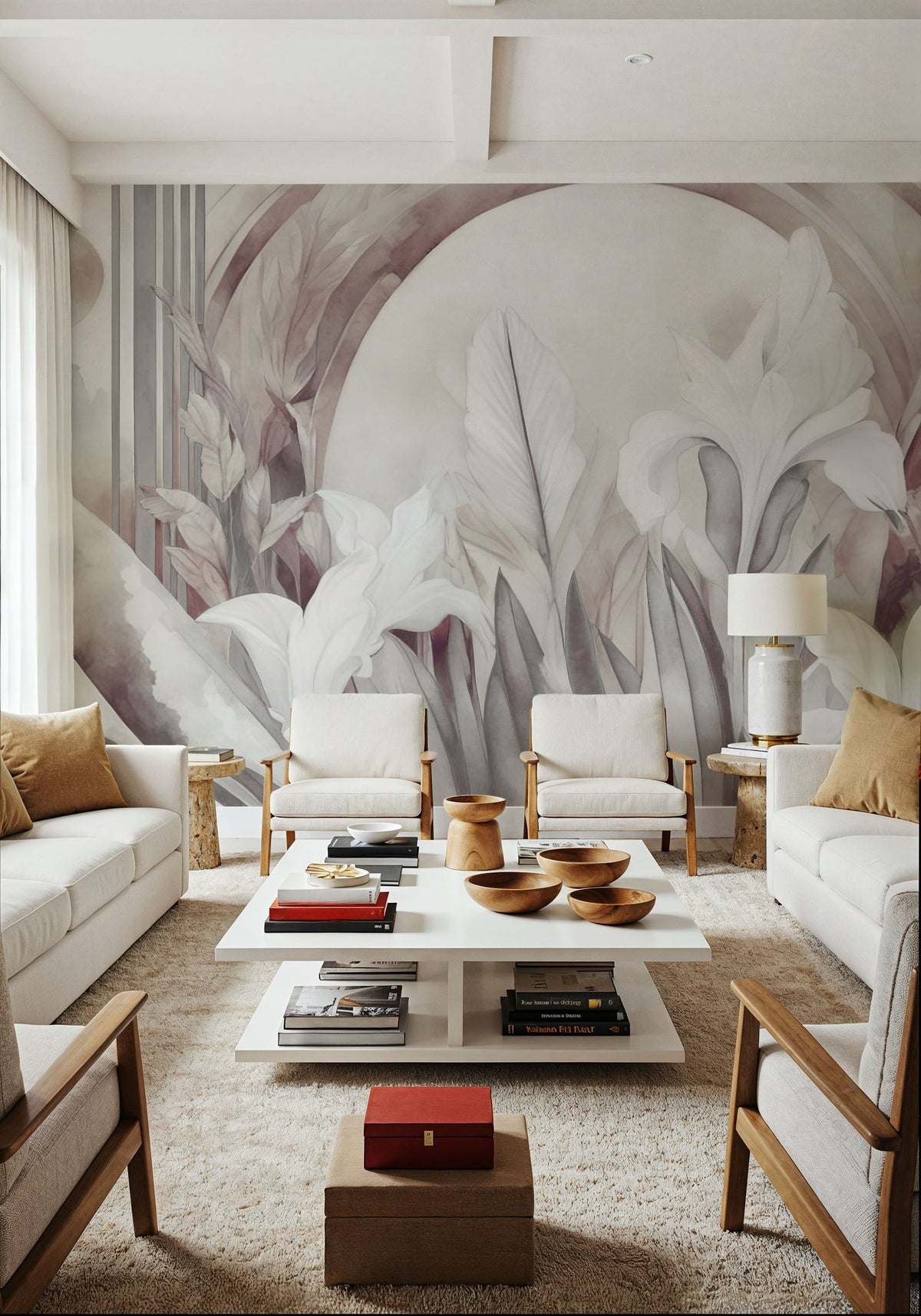 Irises At Sunrise Red Mural Wallpaper - room preview 02