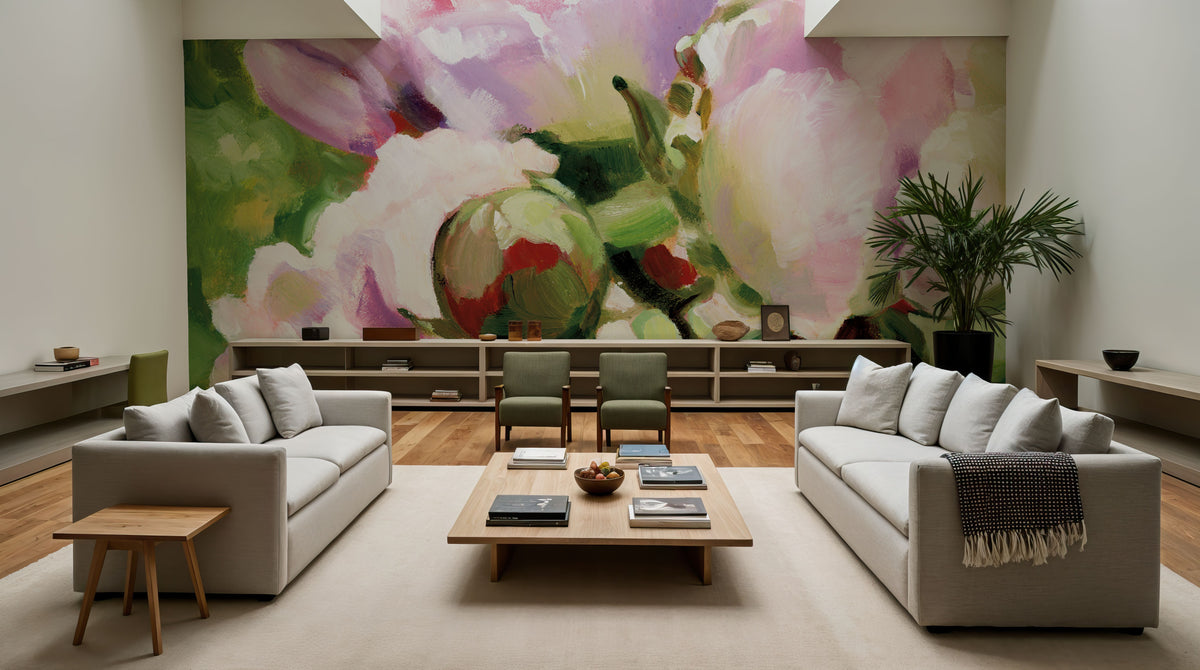 Pink Peony Mural Wallpaper - room preview 02