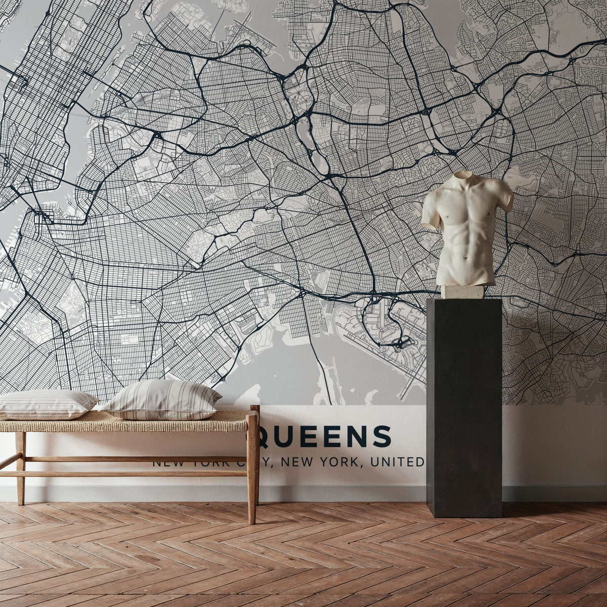 Map of Queens Mural Wallpaper - room preview 02