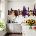 Münster Germany Skyline Purple & Gold Mural Wallpaper - room preview 02
