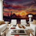 Arizona Sunset - Landscape Watercolor Series Mural Wallpaper - room preview 02