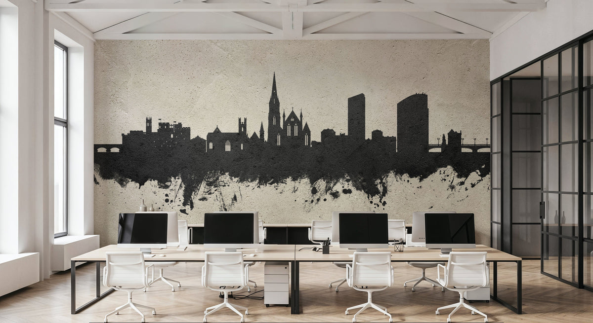 Limerick Ireland Skyline Concrete Mural Wallpaper - room preview 02