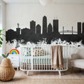 Jacksonville Florida Skyline Black & White Mural Wallpaper - room preview 02