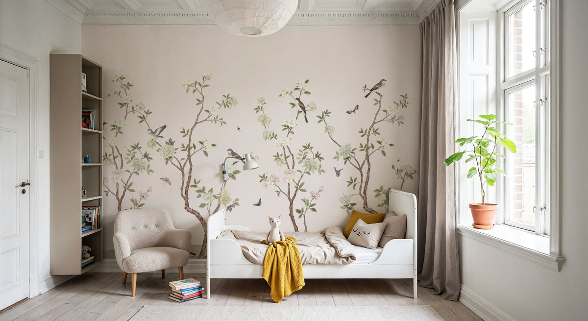 Peony Tree, Petal Pink Mural Wallpaper - room preview 02
