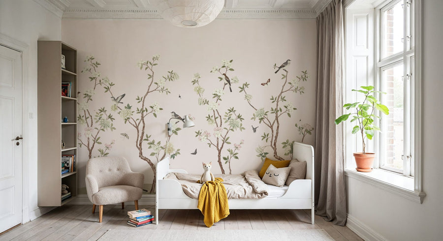 Floral Wallpaper Mural – Flower Wallpaper – Peony Tree, Petal Pink