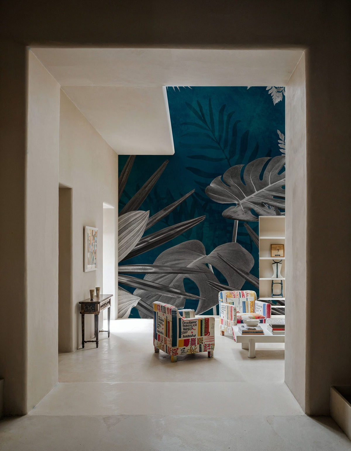 Frosty Leaves Mural Wallpaper - Blue Tone - room preview 02