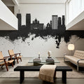 Syracuse New York Skyline Black & White Mural Wallpaper - room preview 02