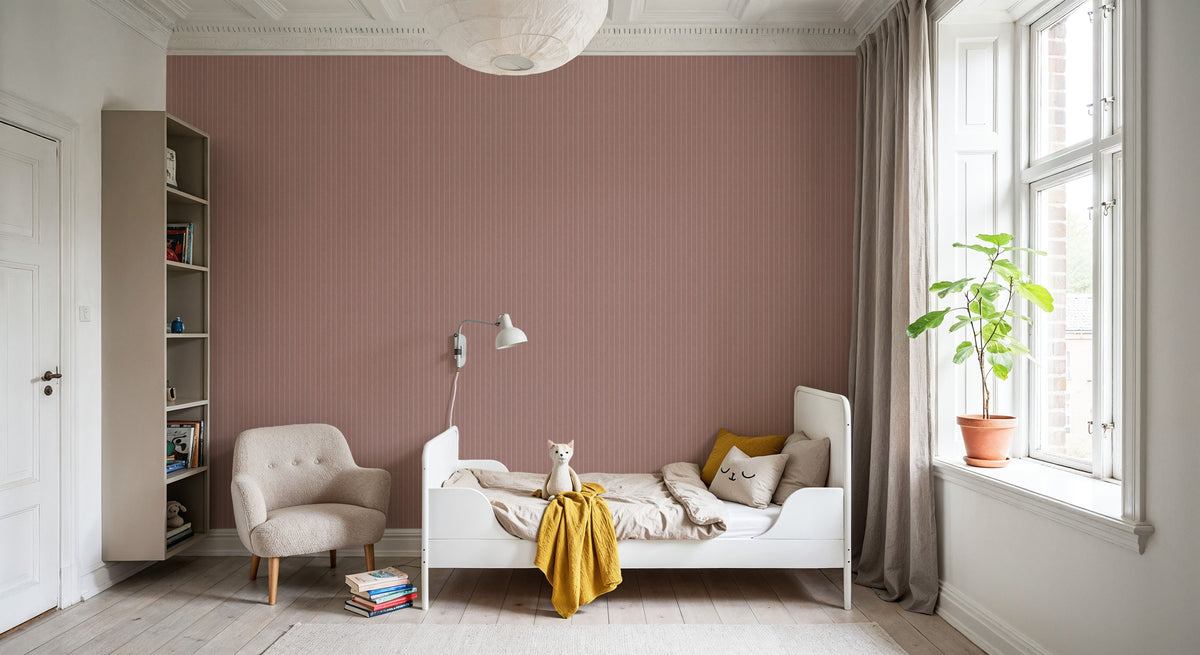 Tailor's Pin Stripe, Brick Dust Mural Wallpaper - room preview 02
