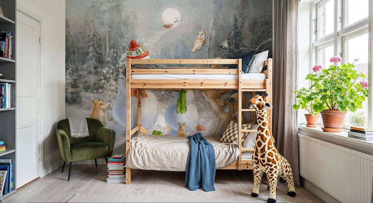 Woodland Snowmen Mural Wallpaper - room preview 02