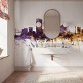 Toledo Ohio Skyline Purple & Gold Mural Wallpaper - room preview 02
