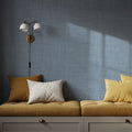 Mottled Linen Effect, Sky Blue Mural Wallpaper - Blue Tone - room preview 02