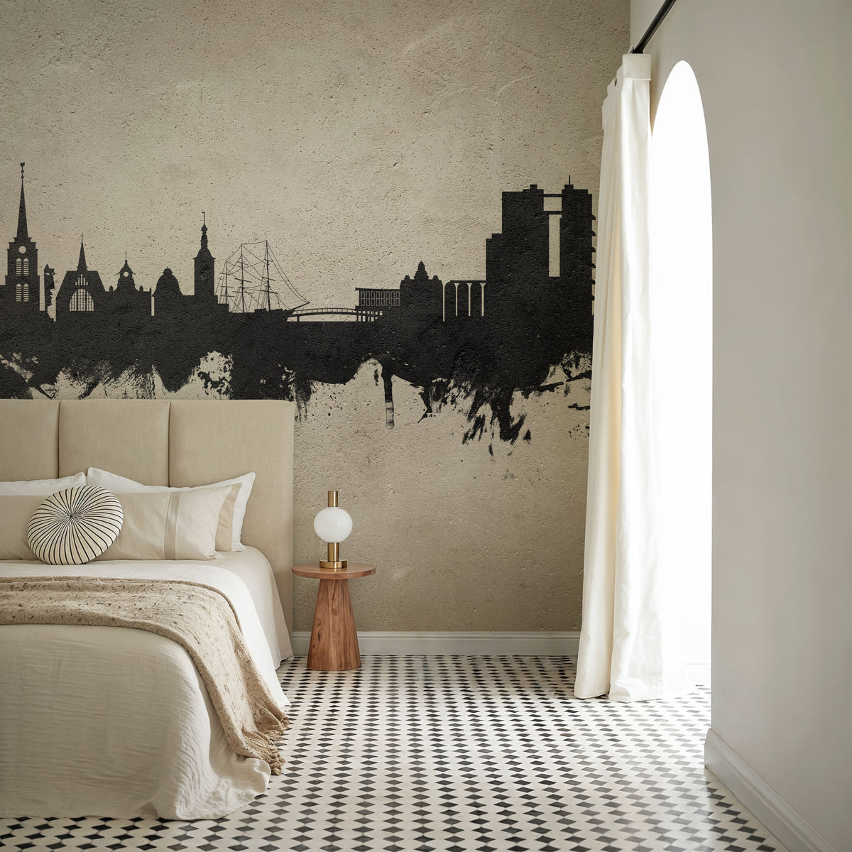 Halmstad Sweden Skyline Concrete Mural Wallpaper - room preview 02