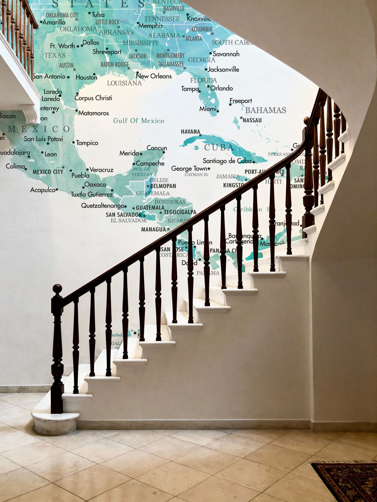 US Mexico Caribbean Map - Aquamar Mural Wallpaper - room preview 02