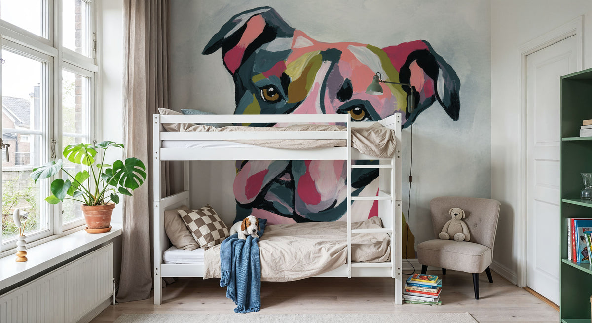 Abstract Pitbull Mural Wallpaper - room preview 02
