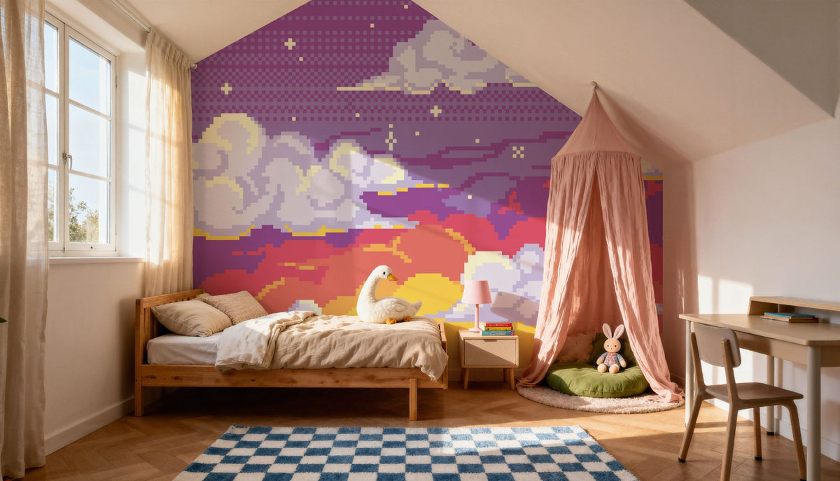 Pixel Sunset Mural Wallpaper - room preview 02