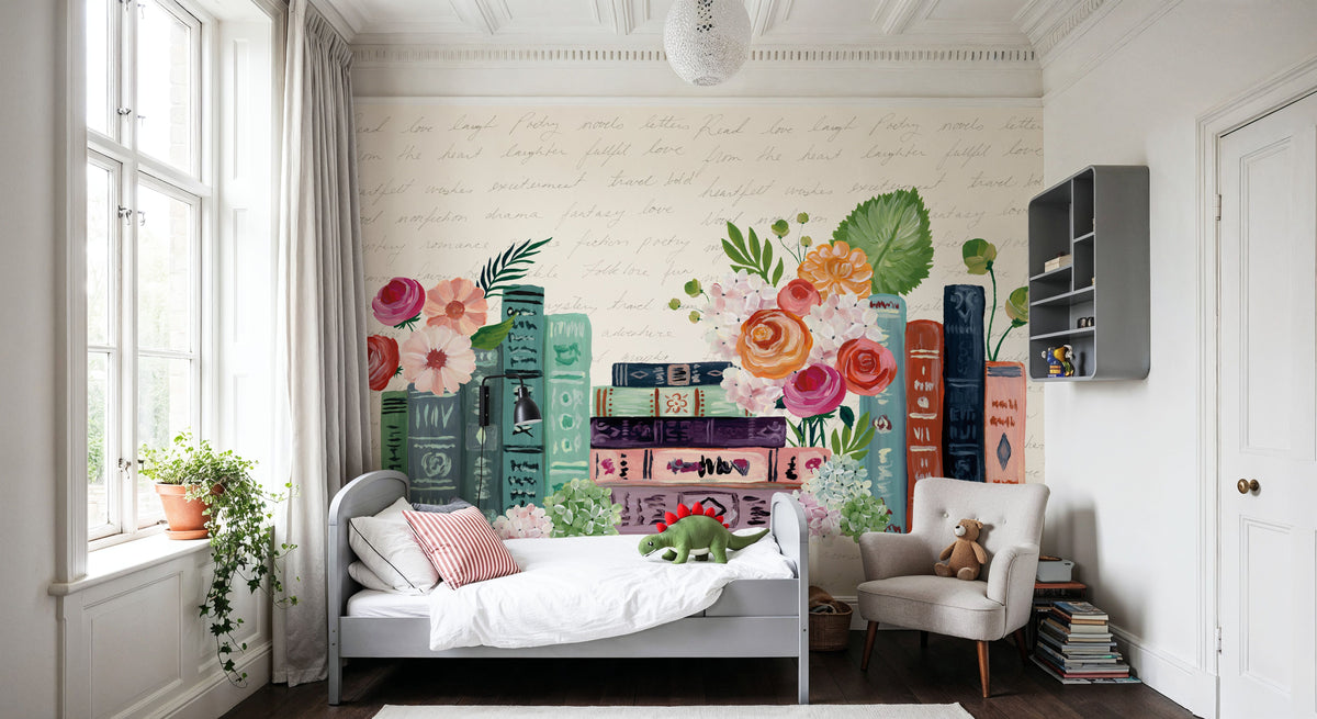 Blooming Books I Mural Wallpaper - room preview 02