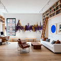 Worcester England Skyline Purple & Gold Mural Wallpaper - room preview 02