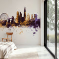 London Skyline Purple & Gold Mural Wallpaper - room preview 02