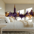 St Petersbug Russia Skyline Purple & Gold Mural Wallpaper - room preview 02