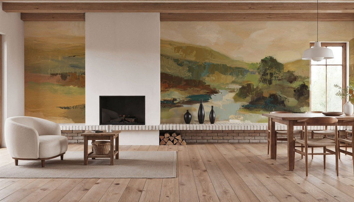 Valley River Mural Wallpaper - Purple Tone - room preview 02